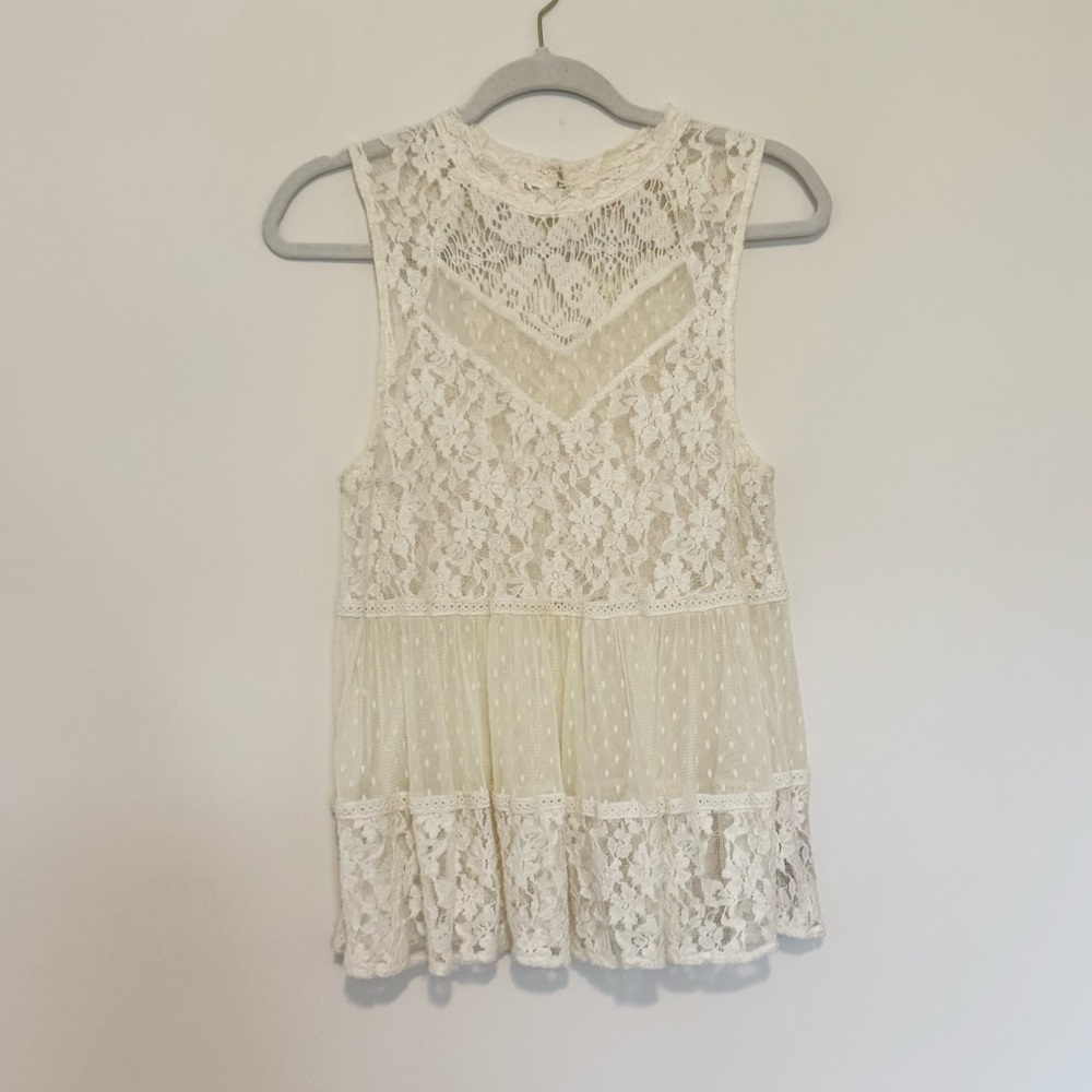 Free People Ivory Lace Top